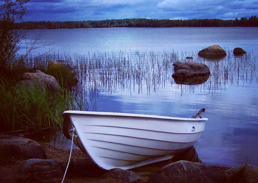 boat and river in finland