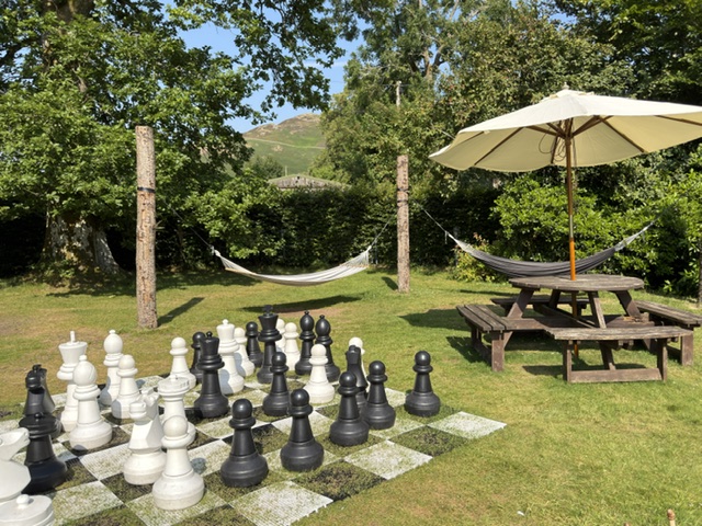 Royal hotel dockray beer garden and giant chess