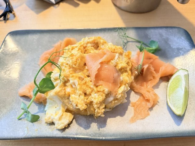 salmon and scrambled eggs