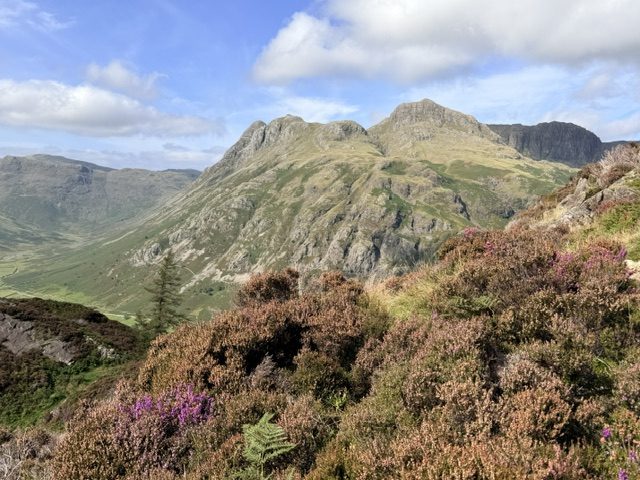 views of langdale pikes from side pike