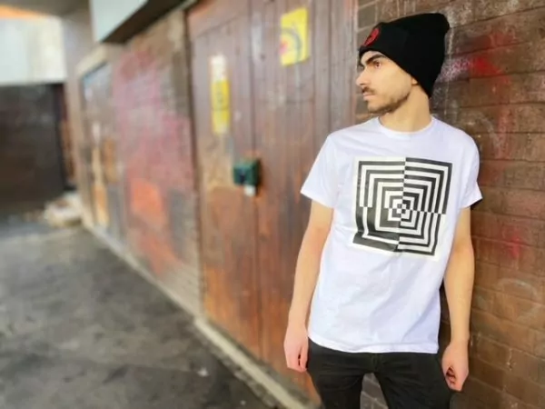 designer white t shirt optical square by no ties