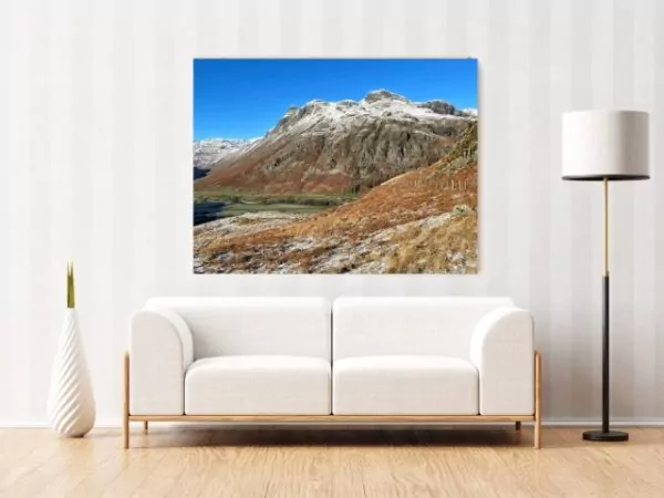 langdale pikes in winter canvas wall art